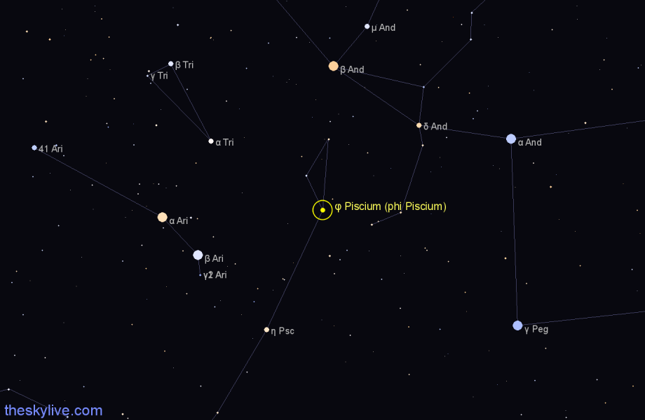Finder chart φ Piscium (phi Piscium) star