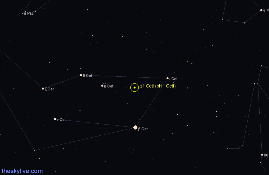 Finder chart φ1 Ceti (phi1 Ceti) star