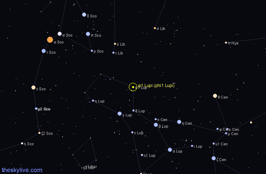 Finder chart φ1 Lupi (phi1 Lupi) star