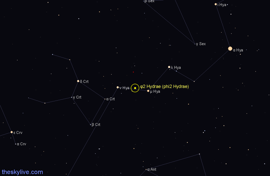 Finder chart φ2 Hydrae (phi2 Hydrae) star
