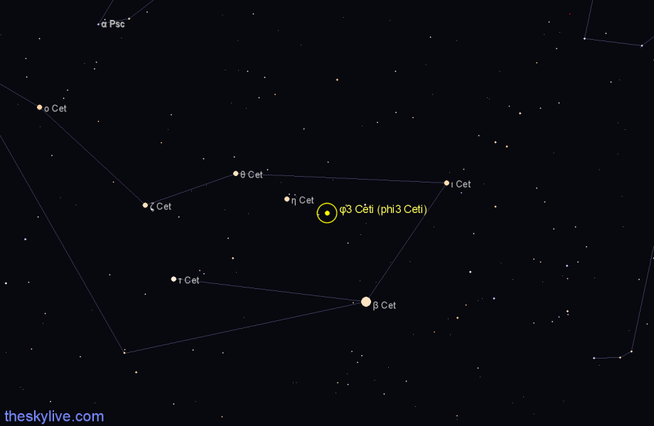 Finder chart φ3 Ceti (phi3 Ceti) star