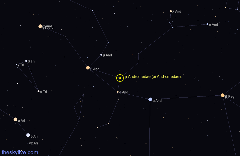 Finder chart π Andromedae (pi Andromedae) star