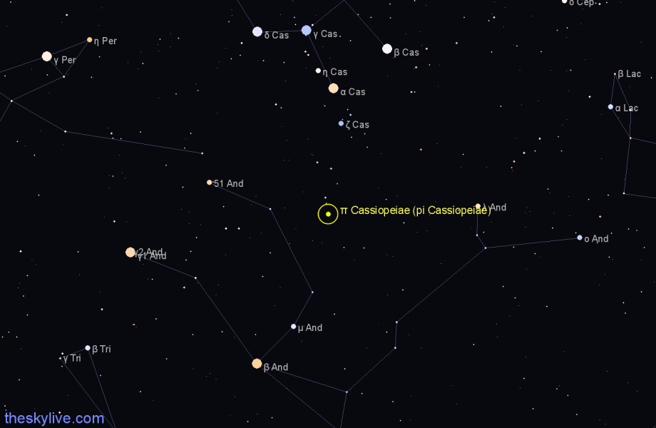 Finder chart π Cassiopeiae (pi Cassiopeiae) star