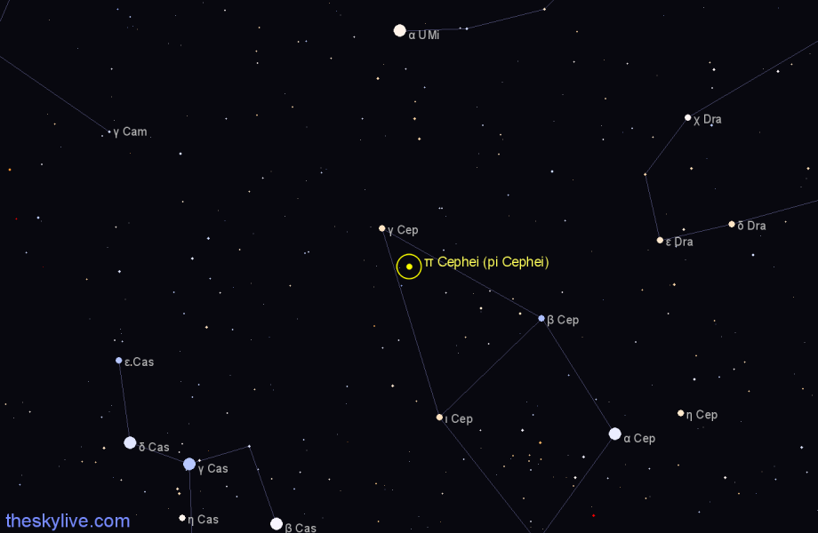 Finder chart π Cephei (pi Cephei) star