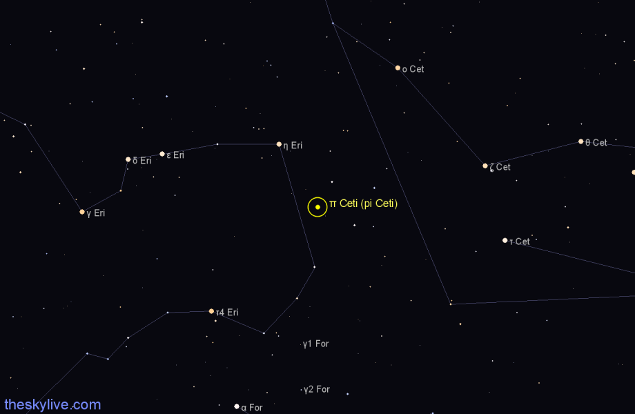 Finder chart π Ceti (pi Ceti) star