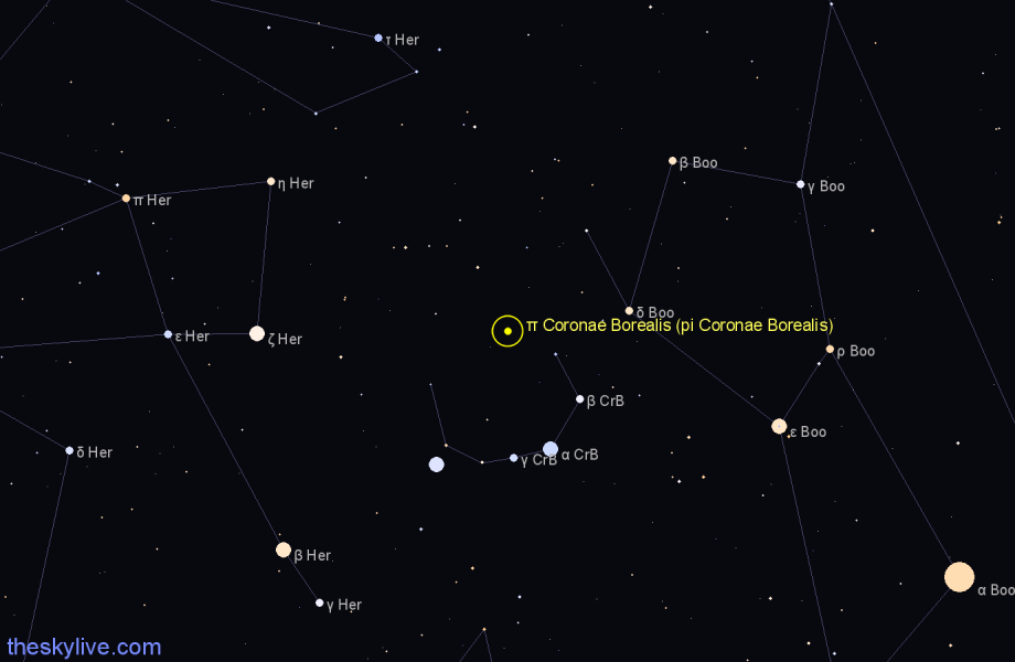 Finder chart π Coronae Borealis (pi Coronae Borealis) star