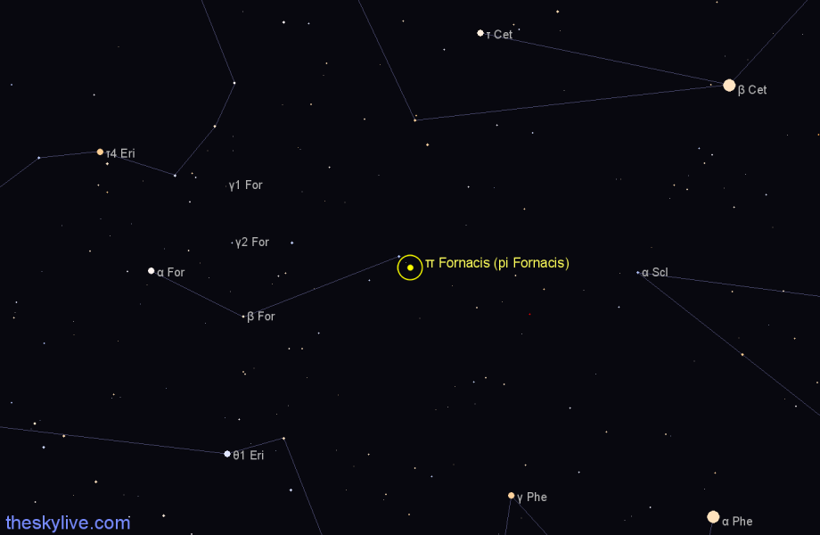 Finder chart π Fornacis (pi Fornacis) star