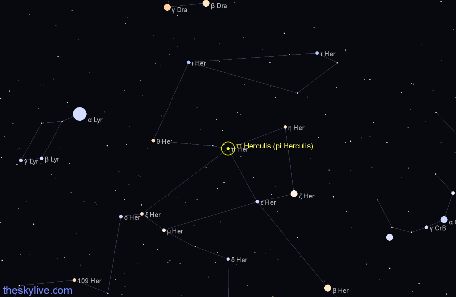 Finder chart π Herculis (pi Herculis) star