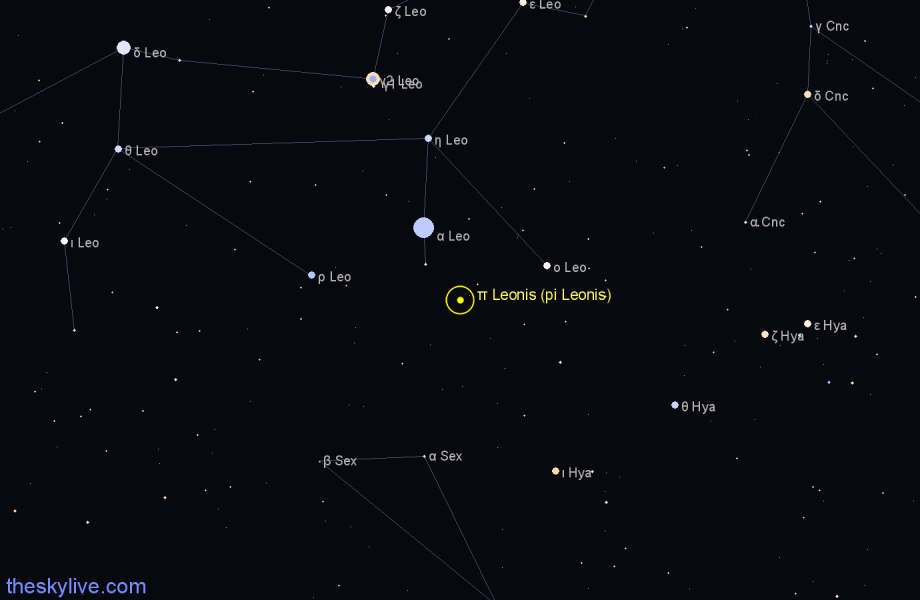 Finder chart π Leonis (pi Leonis) star