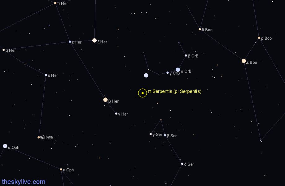 Finder chart π Serpentis (pi Serpentis) star