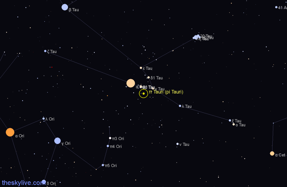 Finder chart π Tauri (pi Tauri) star