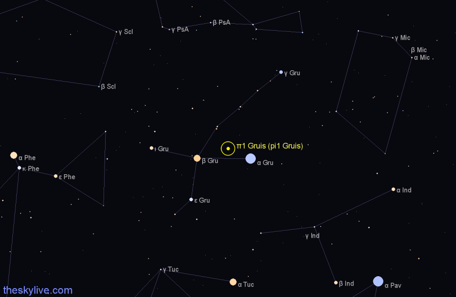 Finder chart π1 Gruis (pi1 Gruis) star