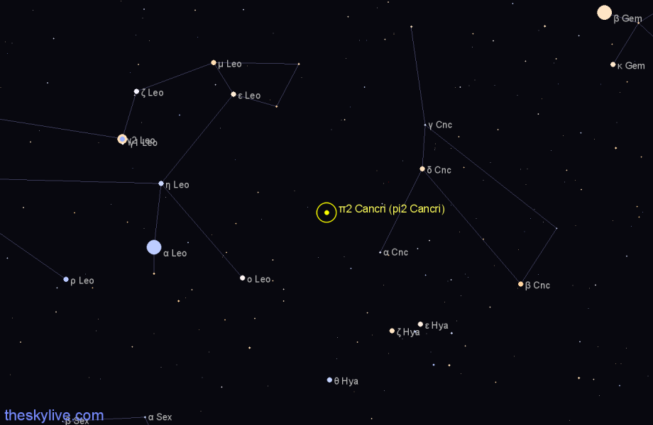 Finder chart π2 Cancri (pi2 Cancri) star