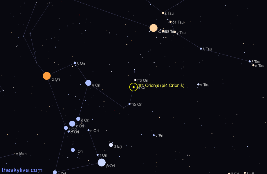 Finder chart π4 Orionis (pi4 Orionis) star