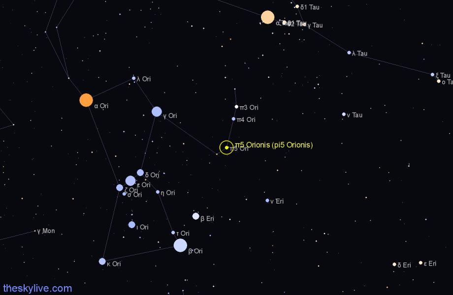 Finder chart π5 Orionis (pi5 Orionis) star