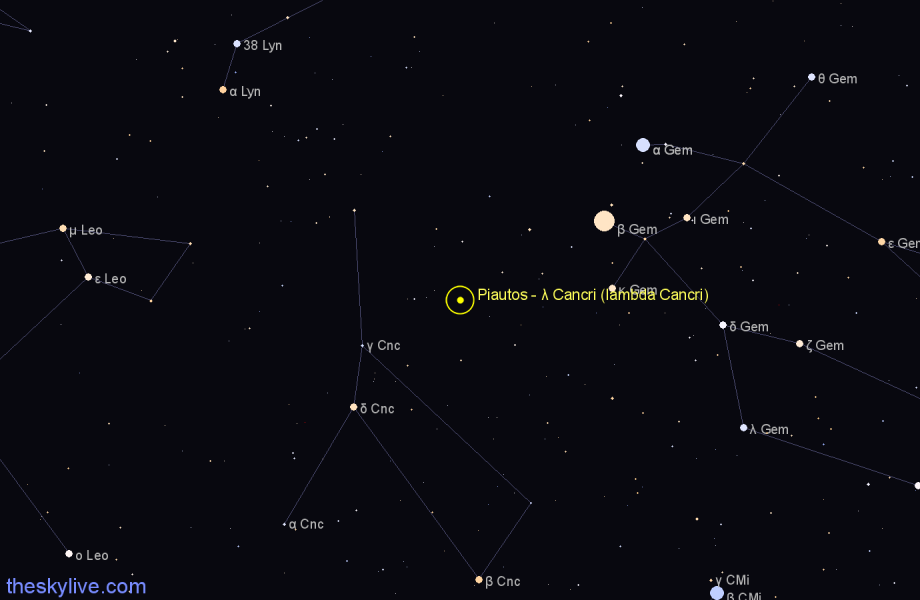 Finder chart Piautos - λ Cancri (lambda Cancri) star