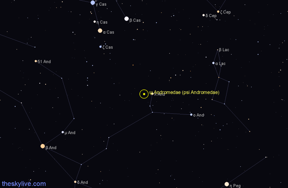 Finder chart ψ Andromedae (psi Andromedae) star