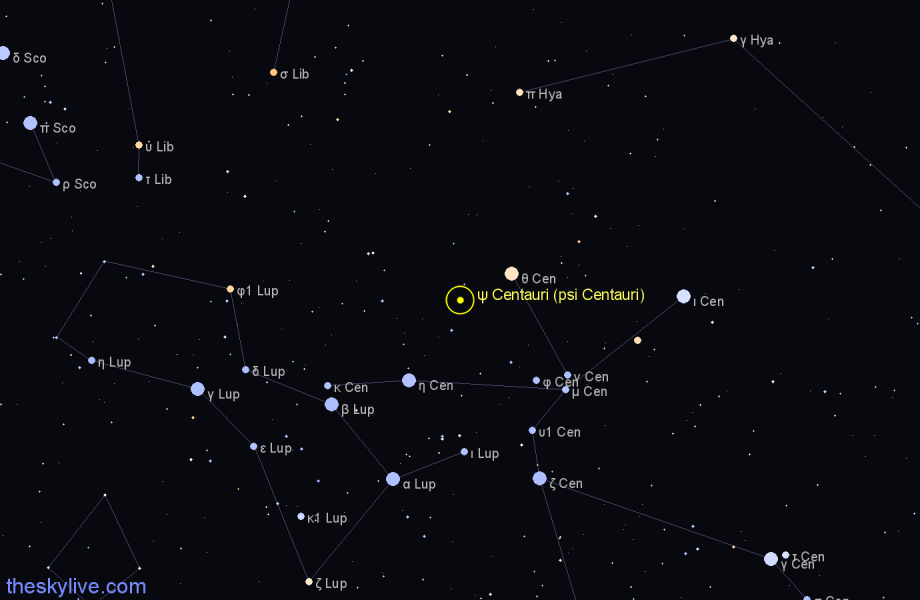 Finder chart ψ Centauri (psi Centauri) star
