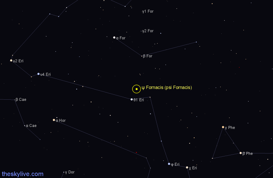 Finder chart ψ Fornacis (psi Fornacis) star