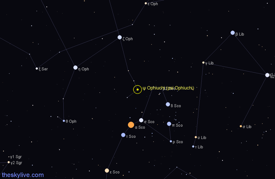 Finder chart ψ Ophiuchi (psi Ophiuchi) star