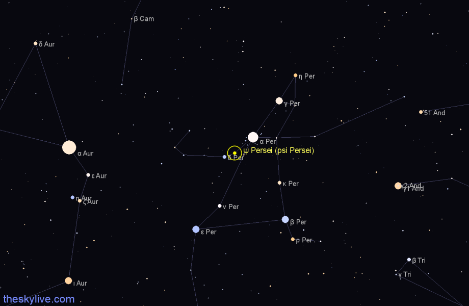 Finder chart ψ Persei (psi Persei) star