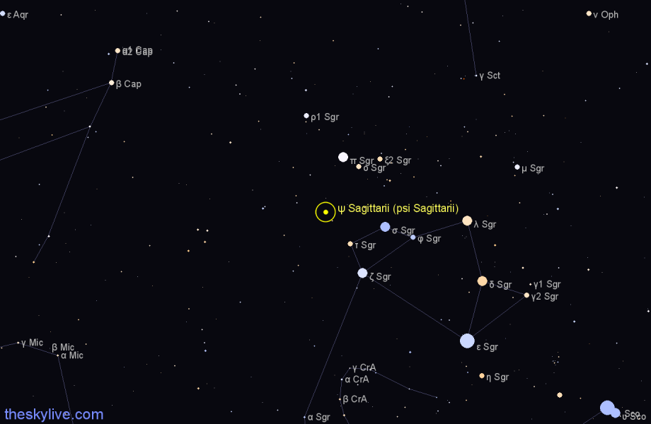 Finder chart ψ Sagittarii (psi Sagittarii) star