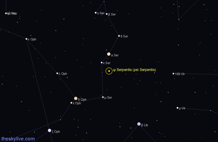 Finder chart ψ Serpentis (psi Serpentis) star