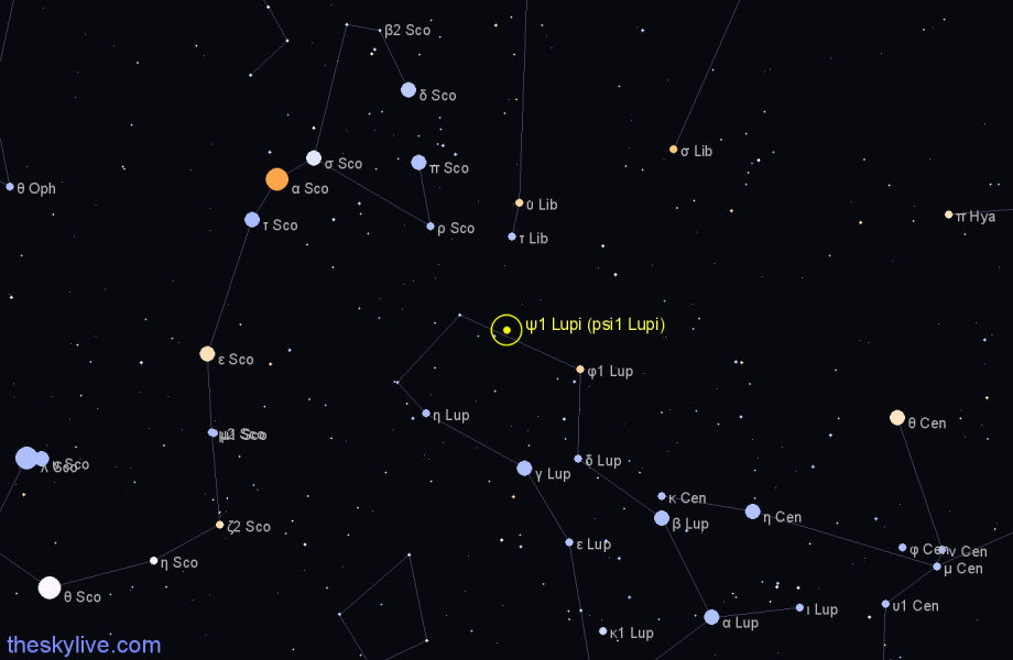 Finder chart ψ1 Lupi (psi1 Lupi) star