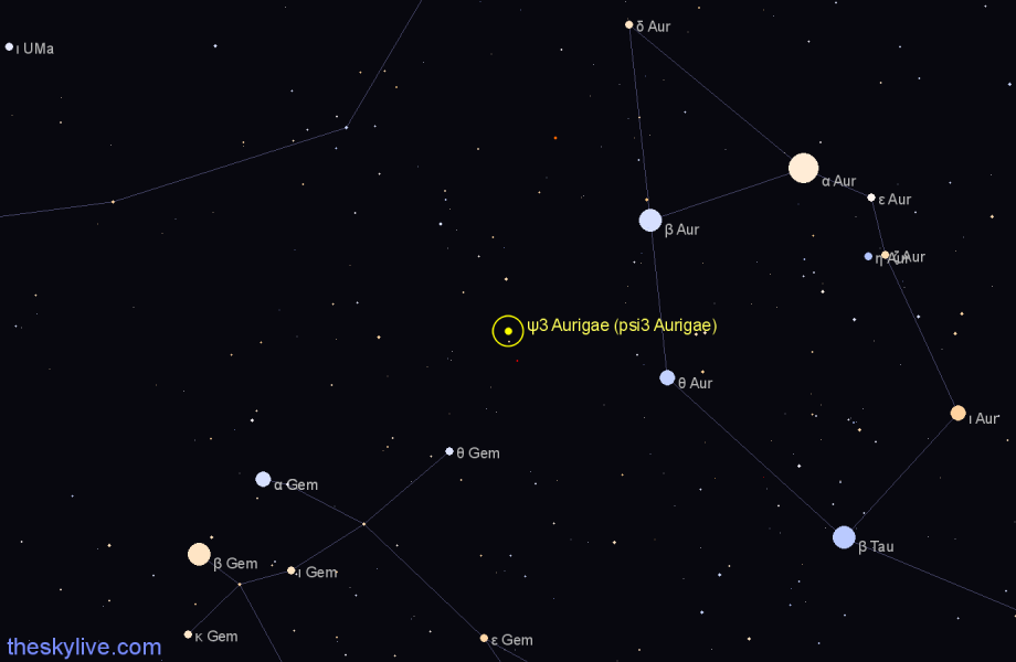 Finder chart ψ3 Aurigae (psi3 Aurigae) star