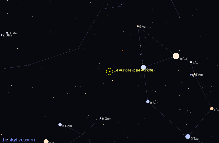 Finder chart ψ4 Aurigae (psi4 Aurigae) star