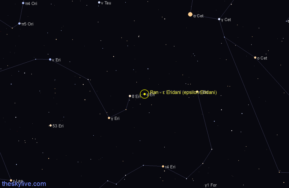 Finder chart Ran - ε Eridani (epsilon Eridani) star
