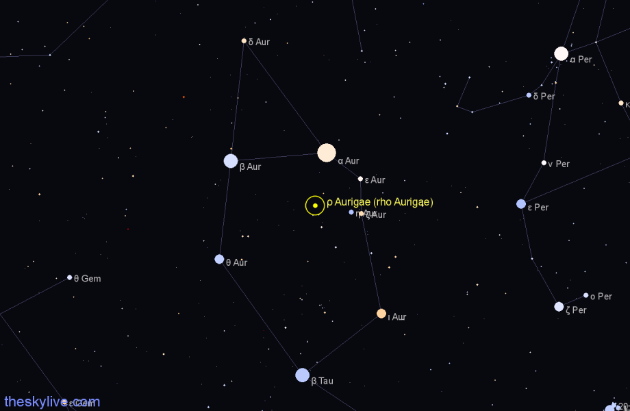 Finder chart ρ Aurigae (rho Aurigae) star