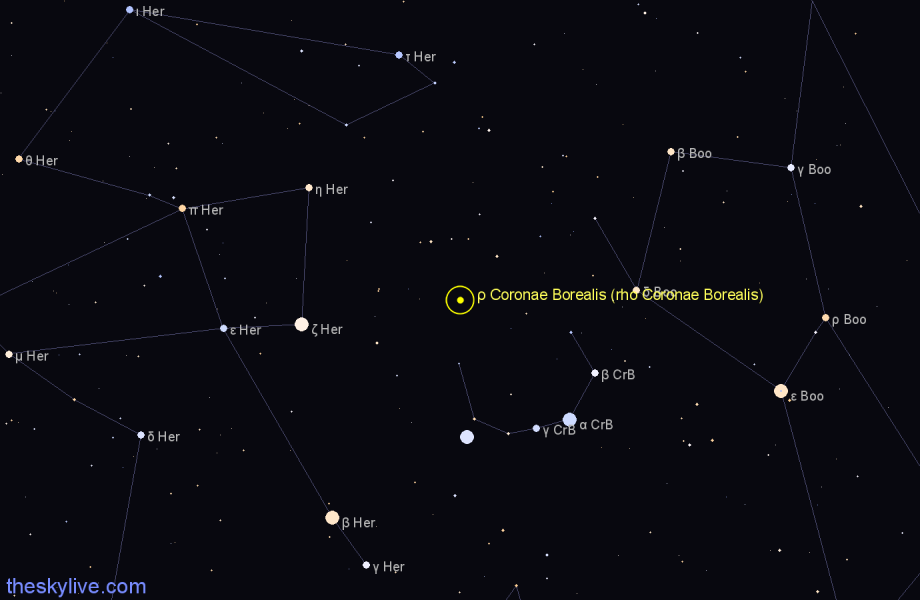 Finder chart ρ Coronae Borealis (rho Coronae Borealis) star