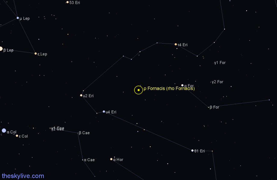Finder chart ρ Fornacis (rho Fornacis) star