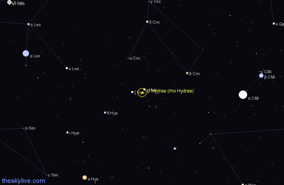 Finder chart ρ Hydrae (rho Hydrae) star
