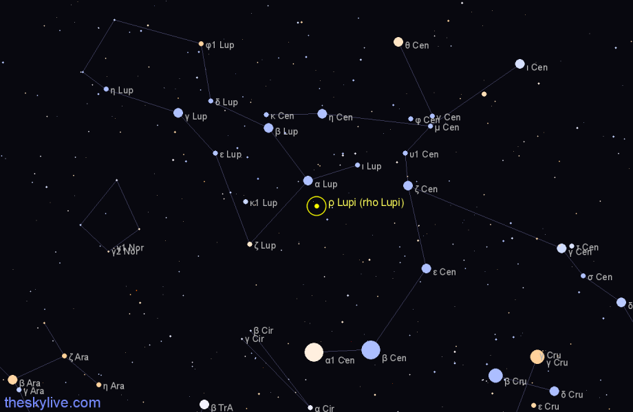 Finder chart ρ Lupi (rho Lupi) star