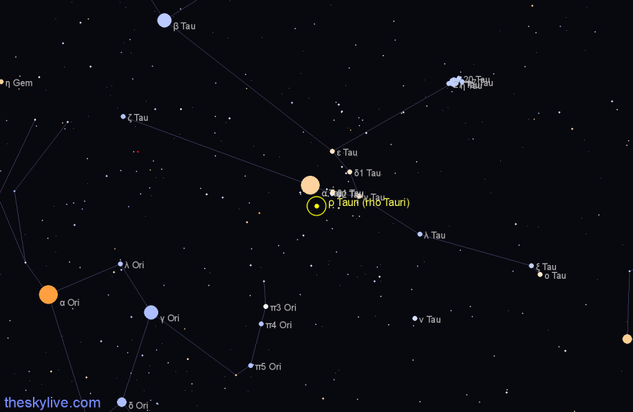 Finder chart ρ Tauri (rho Tauri) star