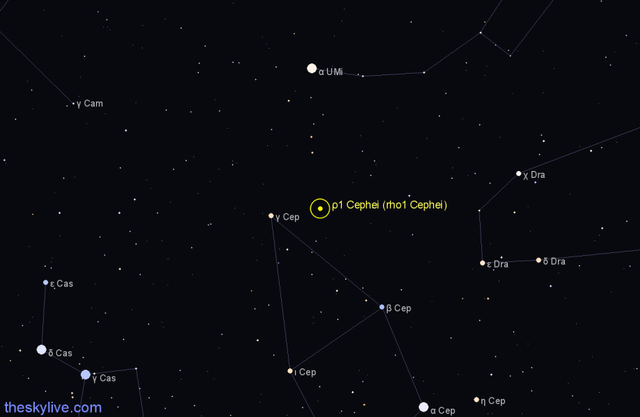 Finder chart ρ1 Cephei (rho1 Cephei) star