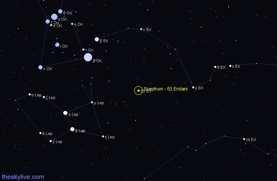 Finder chart Sceptrum - 53 Eridani star