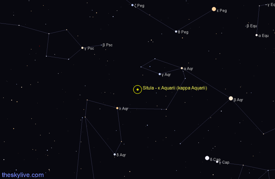 Finder chart Situla - κ Aquarii (kappa Aquarii) star