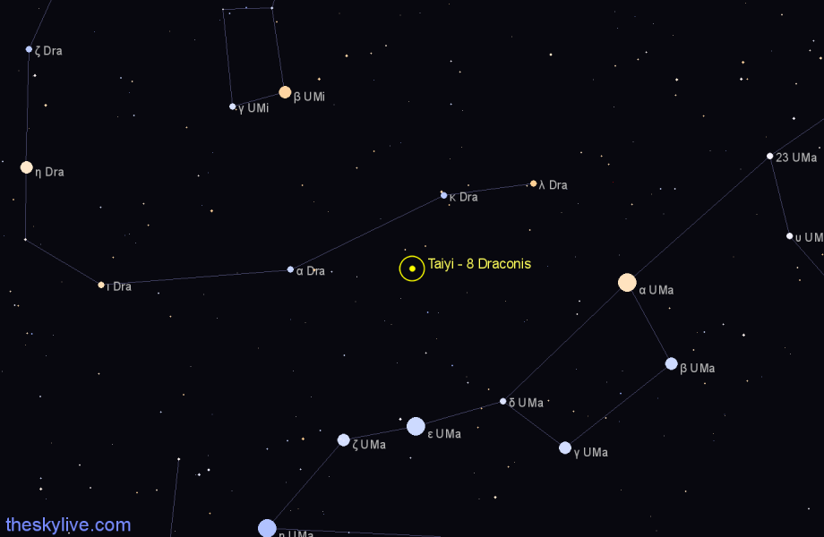Finder chart Taiyi - 8 Draconis star