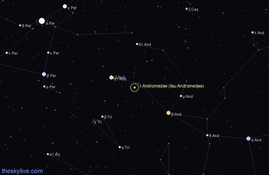 Finder chart τ Andromedae (tau Andromedae) star