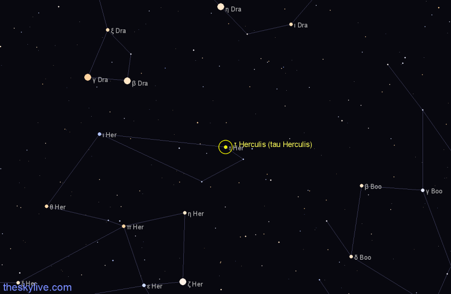 Finder chart τ Herculis (tau Herculis) star