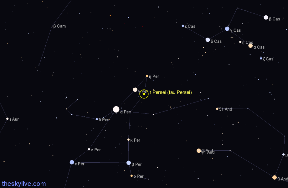 Finder chart τ Persei (tau Persei) star