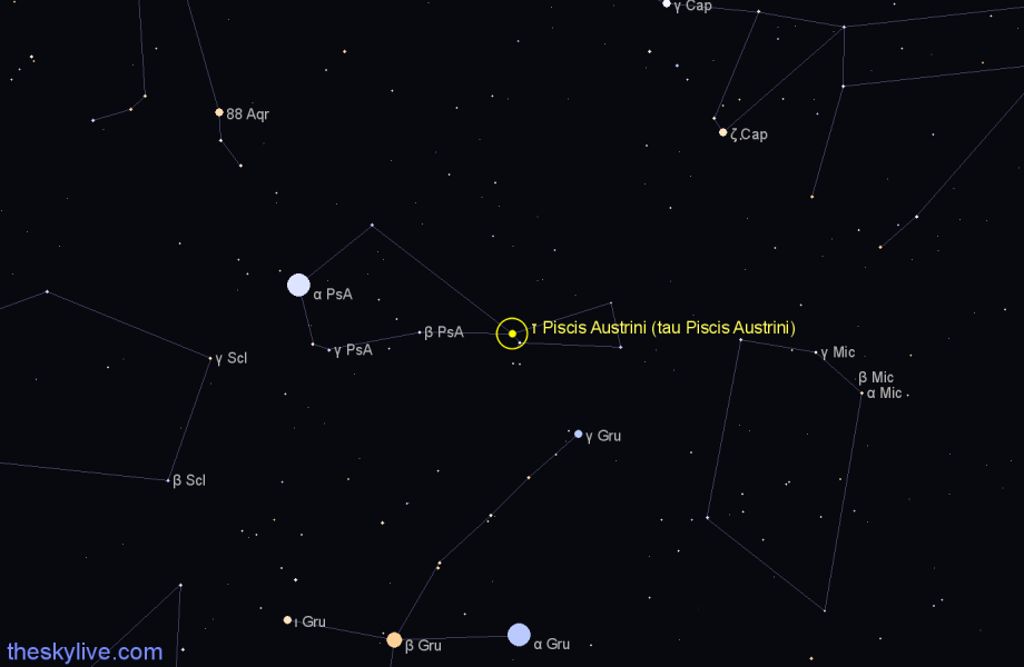 Finder chart τ Piscis Austrini (tau Piscis Austrini) star