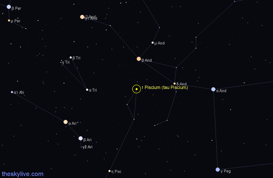 Finder chart τ Piscium (tau Piscium) star