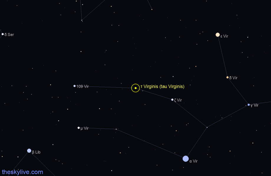 Finder chart τ Virginis (tau Virginis) star