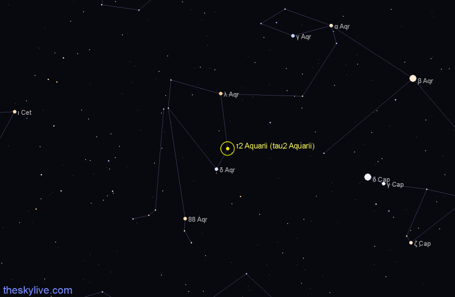 Finder chart τ2 Aquarii (tau2 Aquarii) star