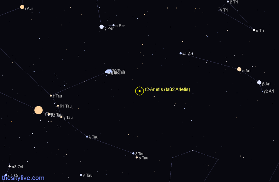 Finder chart τ2 Arietis (tau2 Arietis) star