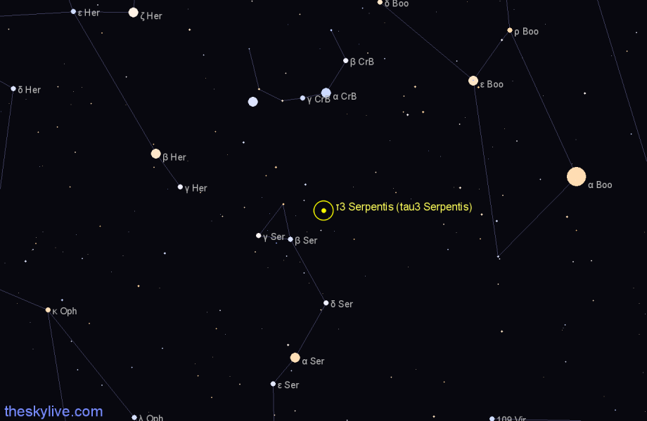 Finder chart τ3 Serpentis (tau3 Serpentis) star